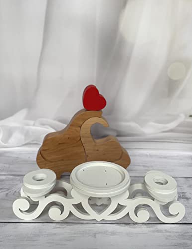 Unity Candle Holder-Unity Candle Stand-Unity Candle Holder Set-Pillar Candle Holder-Wedding Gift -Ceremony Decoration-Wedding Centerpiece (With Heart) #TOP1