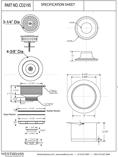 Combo pack colador y desagüe para cocina Westbrass miniatura 2