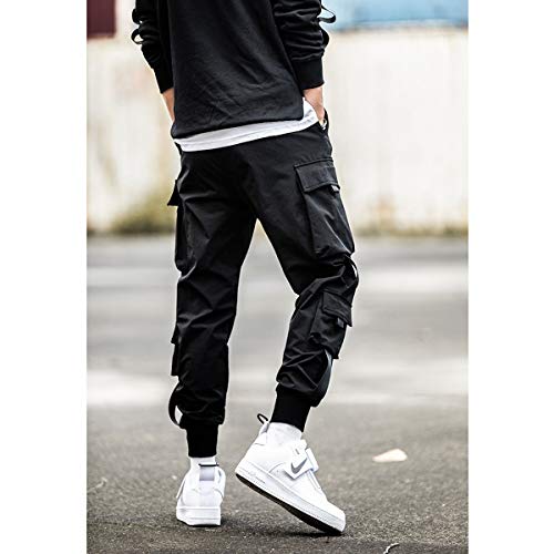 Astellarie Mens Punk Cargo Pants Hip-Hop Jogger Patchwork Popular Baggy Teachwear Pants (Dblack,28-30 Inch) #TOP4