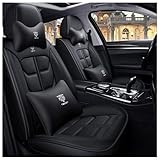 Car Seat Covers Fit for Ford Fiesta Mk4 Mk5 Mk6 Mk7 Mk8, Waterproof Breathable Seat Covers, Wear-Resistant Premium Leather Cushion, Full Set, High-Grade Aesthetics(Black)