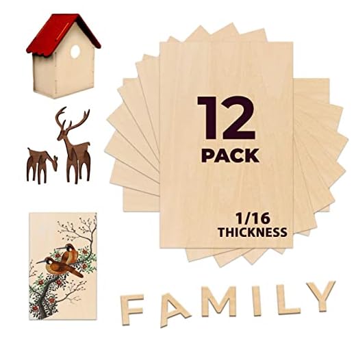 PlankKers Basswood Sheets 12"x8"x1/16" (12 Pack) -Thin Balsa Wood Sheets for Craft, Laser, Wood Burning, DIY Projects, Unfinished Plywood Sheets can be Simply Cut and Painted to The Desired Shape
