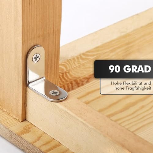 shinfly Winkelverbinder, 20 Stück 20 x 20 mm, Winkel Metall 90 Grad mit 45 Stück Schrauben, Edelstahl MetallWinkel L Klammern , für Möbel, Stuhl, Tisch, Fenster, Winkel Bracket