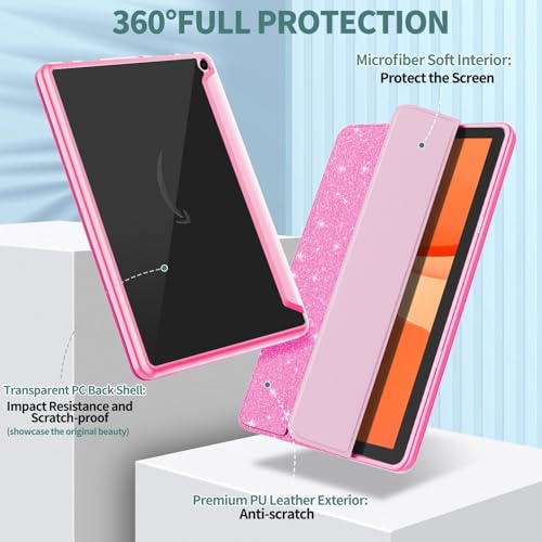 Sanyetral Lightweight Shockproof Trifold Stand Tablet Case with Auto Wake/Sleep Function, Not for Remarkable TCL -Glitter Pink by Sanyetral - Image 2