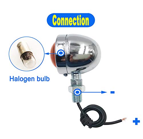 Bluerice Universal Motorcycle Turn Signals Bullet Blinker Indicator Lights Amber Lamp Light For Sportster Cruiser Bobber Chopper Harley Honda Yamaha Kawasaki Suzuki Bmw (1 Pair) (Silver) #TOP4