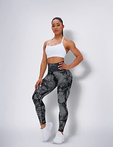 Higorun Tie Dye Workout Seamless Leggings For Women High Waist Gym Leggings Yoga Pants Black M #TOP4