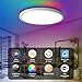 TALOYA Smart Ceiling Light Flush Mount LED WiFi,Compatible with Alexa Google Home,Dimmable Low Profile Ambient Light Fixture for Bedroom Living Room Hallway Kitchen Nursery,12 Inch,RGB