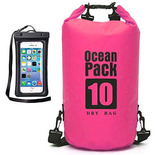 MR.LION Floating Waterproof Bag Sack - Dry Bag Kayaking Camping 10L 20L 30L Roll Top Keeps Your Gear Dry While Rafting Boating at Beach and Fishing with Free Waterproof Phone Case (Pink, 30L)
