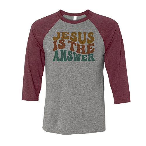 TeesAndTankYou Jesus is The Answer Three-Quarter Raglan Sleeve Baseball Shirt Unisex