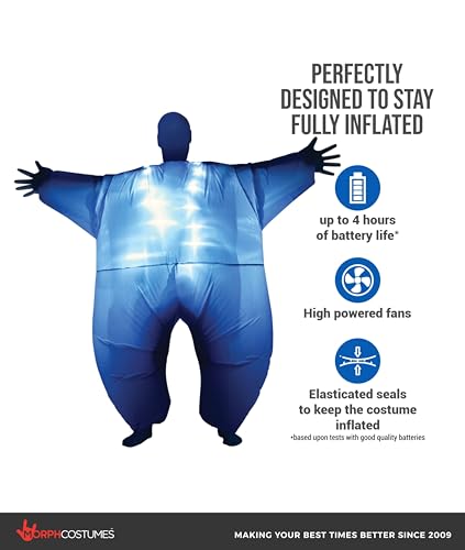 Megamorph lumineux gonflable bleu de taille unique combinaison festive MCLUMBL - 2