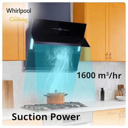 Image of Whirlpool 60cm 1600 m3 /hr BLDC Filterless Autoclean Slant Kitchen Chimney | Free Installation | 11 Years Motor & 5 Years Comprehensive Warranty | VFL PRO 602 BLDC HAC BK HOOD | Black | Motion Sensor