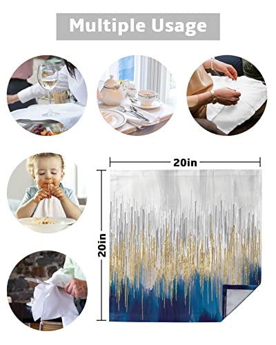 Dinner Cloth Napkins Set Of 8(20X20In) Modern Abstract Art Colorful Navy Blue Gold Gray Ombre Napkins Cloth Washable Polyester Fabric Napkins Reusable Table Napkins For Wedding Brunch Party Banquet #TOP4
