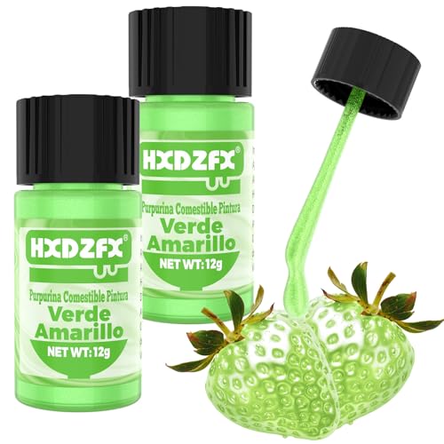 Purpurina Comestible Pintura - Verde Amarillo Colorante Alimentario Pintura Metalizada - 100% Comestible Cake Glitter Pintura para Alimentos, Dulces, Bebidas, Chocolates, Tartas, Cócteles - 24g