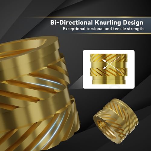 DACKZZM Gewindeeinsatz, M2.5 Einpressmutter 120 Stück Einschmelzmuttern Messing Einschmelzgewinde mit Rändeldesign Threaded Inserts für 3D-Druckkomponenten Kunststoffteile