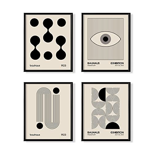 Black and White Bauhaus Abstract Geometric Wall Art - 8x10