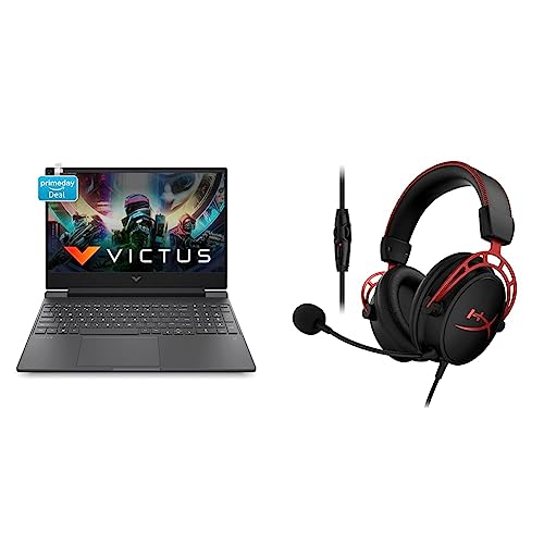 Image of HP Victus Gaming 12th Gen Intel Core i7 12650H 15.6 inch(39.6 cm) FHD Gaming Laptop & HyperX Cloud Alpha - Gaming Headset (Red)