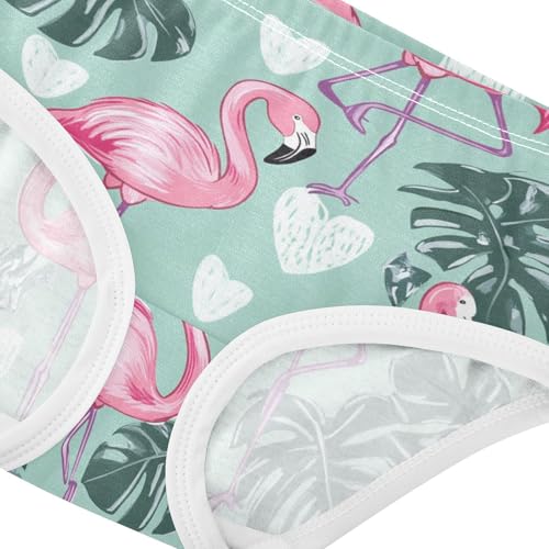 Wusikd Flamingo Girls' Underwear Cotton Leaves Pink Girls Briefs Soft Toddler Underwear 2T4