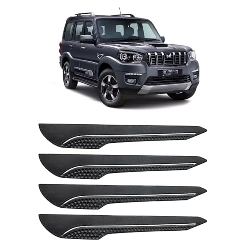 Image of AOSIS-Car Bumper Protector /Bumper Guard for Mahindra Scorpio Classic with Single Chrome Stripe (4-Pcs)