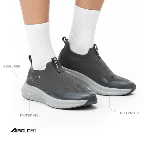 Image of Boldfit Mens Walking Shoes, Breathable Knit Slip-On Casual Shoes with Memory Foam Insole, Thick Eva Outsole & Padded Heel Support, Lightweight, Sock-Like Fit for All-Day Comfort