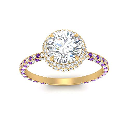 Pierre de naissance bague double halo plaqué or jaune le cadeau d'anniversaire idéal