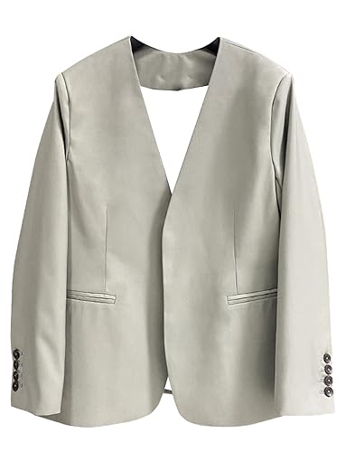 Women's 3 Pieces Set Suit Collarless Jacket V-Neck Vest Pants Business Work Office Lady2