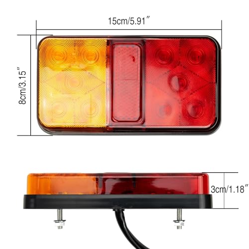 Feu arrière remorque 10 LED résistant aux pannes de signalisation