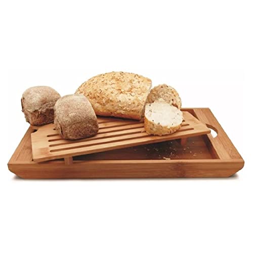 Tabua de Pão em Bambu Corte Migalheira Aparador Bandeja Cor:Madeira