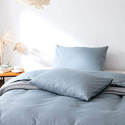 Good Nite Single Duvet Cover Set Bedding Quilt Cover Sets Single With Pillowcases Soft Microfiber Bed Cover Set Machine Washable (Blue Gray - Image 4