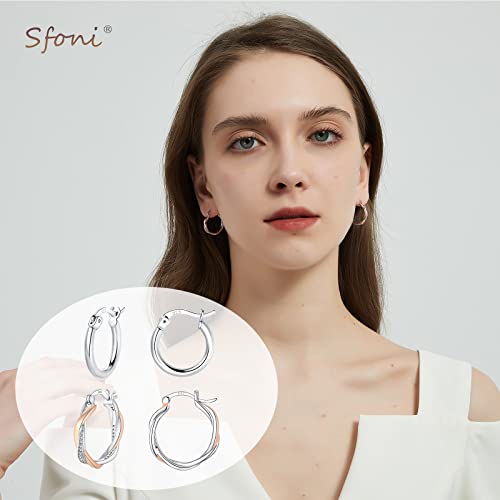 Rose Gold Earrings Hoops Hoop Earrings For Women Sterling Silver 925 Sterling Silver Hoops Hypoallergenic Rose Gold Earrings For Women Twist Earrings Girls Gift For Christmas Mum #TOP5