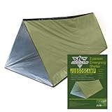 Emergency Survival Shelter Tent, 59 X 98.4inch Waterproof 2-Person Mylar Thermal Shelter for Hiking Camping (Green)