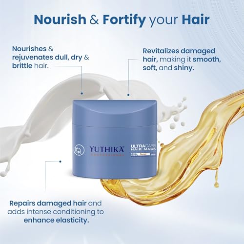 Image of Yuthika Professional Ultra Care Hair Mask 500ml, Professional Hair Mask for Dull, Dry and Brittle hair, Advanced Hair Repair Mask for Women and Men