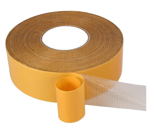 UKJ 1 roll of Floor Double-Sided Adhesive mesh Double-Sided Fabric Base Tape Yellow high Adhesive Strength Exhibition Fixing Ground (10 Meters Long,