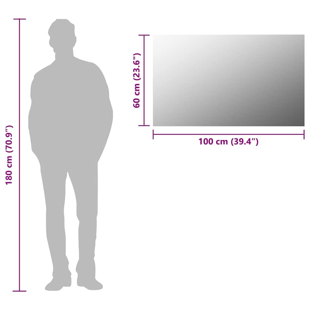 Rahmenloser Spiegel 100x60 cm Glas rechteckig für Bad Wohnzimmer Diele Schlafzimmer mit Montagezubehör, klarer Wandspiegel für Kosmetik, Schmink, Rasur und Deko