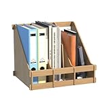Bamboo Desktop Magazine Holder Desk File Organizer 3 Compartments Vertical File Dividers Book Holder Frames Document Cabinet Rack Storage Organizer Box for Home Office School Black (Nature)