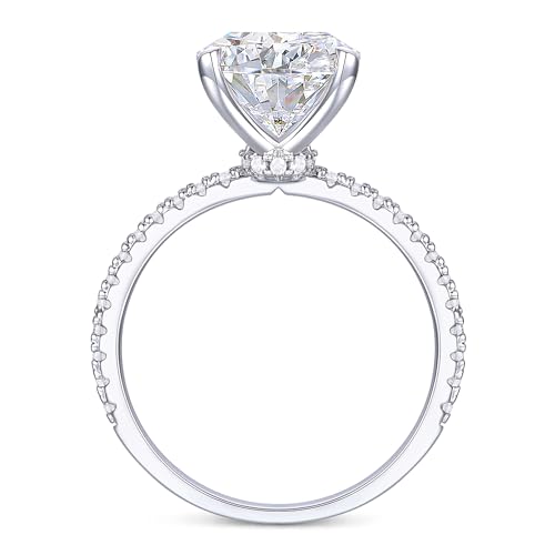 14K White Gold Moissanite Rings, 4CT Oval Cut Moissanite Engagement Ring, 14K Gold Oval Cut Moissanite Rings for Women3