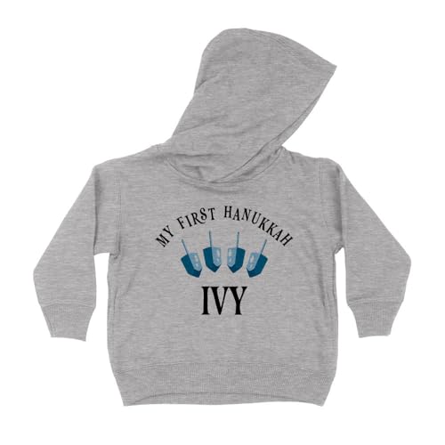 First Hanukkah Ivy Kids Hoodie Sweatshirt Toddler 5T Heather Grey