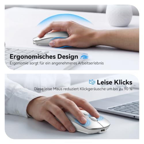 TECKNET Bluetooth Maus USB-C & USB-A, Slim Kabellose Maus mit 4 Tasten – Ansicht 5