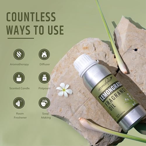 Image of Aromahpure Lemongrass Aroma Oil | 250ml Undiluted & Natural | Long-Lasting Scent for Aromatherapy, Candle & Soap Making, Diffusers, Room Freshener, Humidifier, Bathroom Revitalizer & Home Essentials