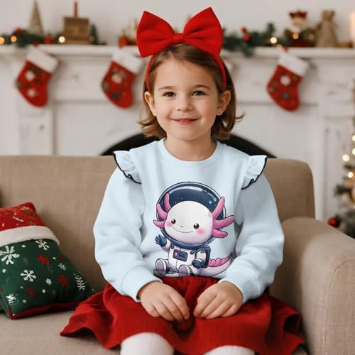 Girls' Long Sleeve Crewneck Pullover Sweater Elastic Girls 1-8 Ruffle Crewneck Sweatshirt for Outdoor Activities2