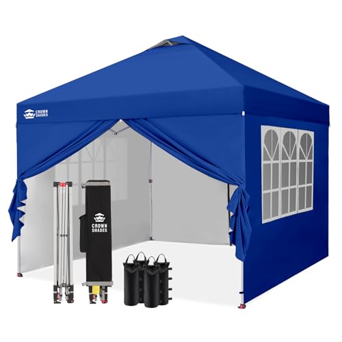 CROWN SHADES Tonnelle Pliante 3x3 Imperméable, Barnum Pliant de Jardin Exterieur, Pop-Up Gazebo avec Sac de Rangement, UPF 50+, avec 4 Parois Latérales...