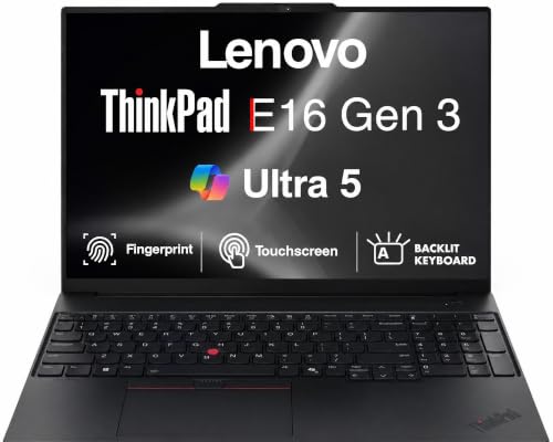 Image of Lenovo ThinkPad E16 Gen 3 Copilot+ Business Laptop 16 inch Touch FHD+ Display | Intel Ultra 5-225U, ME2 Customized 8GB /16GB /32GB /64GB DDR5, 256GB /512GB /1TB /2TB SSD, Backlit KB, Wi-Fi 6E, FP, Win 11 Pro)