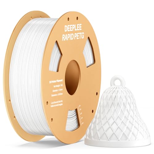 DEEPLEE Rapid PETG Filament 1.75mm White 1KG 3D Printer Filament Good Impact Resistance High Speed Filament Material Speed Up to 600mm/s Fit for Most FDM 3D Printers