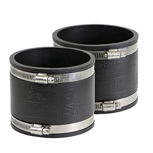Supply Giant 6I42x2 Flexible Pvc Coupling with Stainless Steel Clamps 5 inch Black (pack of 2) by SUPPLYGIANT - Used condition - US$28.49