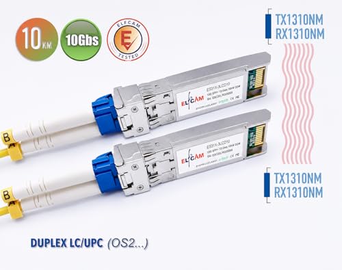 Image of Elfcam - 2 Pack 10Gb SFP+ Transceiver Module, 10GBase-LR SFP+ Module 1310nm, LC /UPC Duplex Singlemode Connector (OS2), DDM10KM