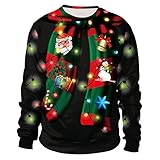 Colorful House Unisex's Ugly Christmas Jumper Sweater, 3D Digital Print Sweatshirt (X-Large, Black)
