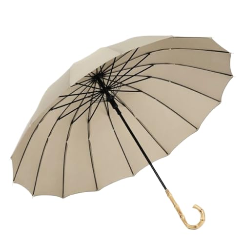 YCXMBH Paraguas Recto de bambú de Mango Largo Grande, Resistente al Viento, de Color sólido y Tacto Premium, Estilo Vintage Sencillo.(Khaki Green)