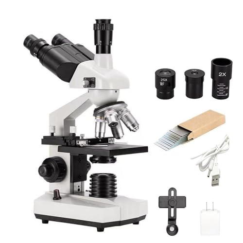 40X-5000X Compound Microscope, Professional Trinocular Microscope Microscope for Adults Lab, with Microscope Slides, WF10X & WF25X Eyepieces, Abbe Condenser, Supports Screen PC Phone Link