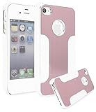 iPhone 4 Case, Bastex Deluxe Heavy Duty Metallic Chrome and Pink Hard Plastic Snap On Case Cover for Apple iPhone 4, 4g, 4s