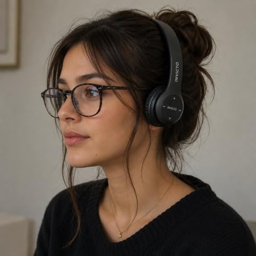 Image of INVICTO 47 Wireless Bluetooth Headphones Over Ear with Mic (Black)