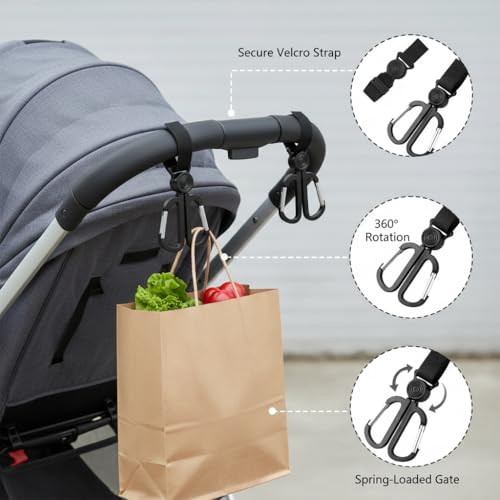 CBMZHF 2 Stück Babywagenhaken für Auto, Fahrrad, Zuhause mit drehbarem Haken, 16 cm