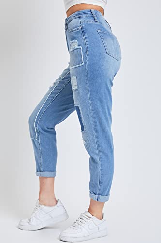 YMI Women's Junior Dream High-Rise Straight Patchwork Jean3